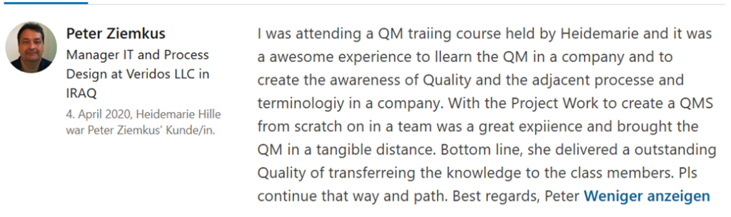 QM Trainings Feedback April 2020